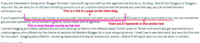 Exemple : Un article de blog renvoie à une page du site web Hobo.